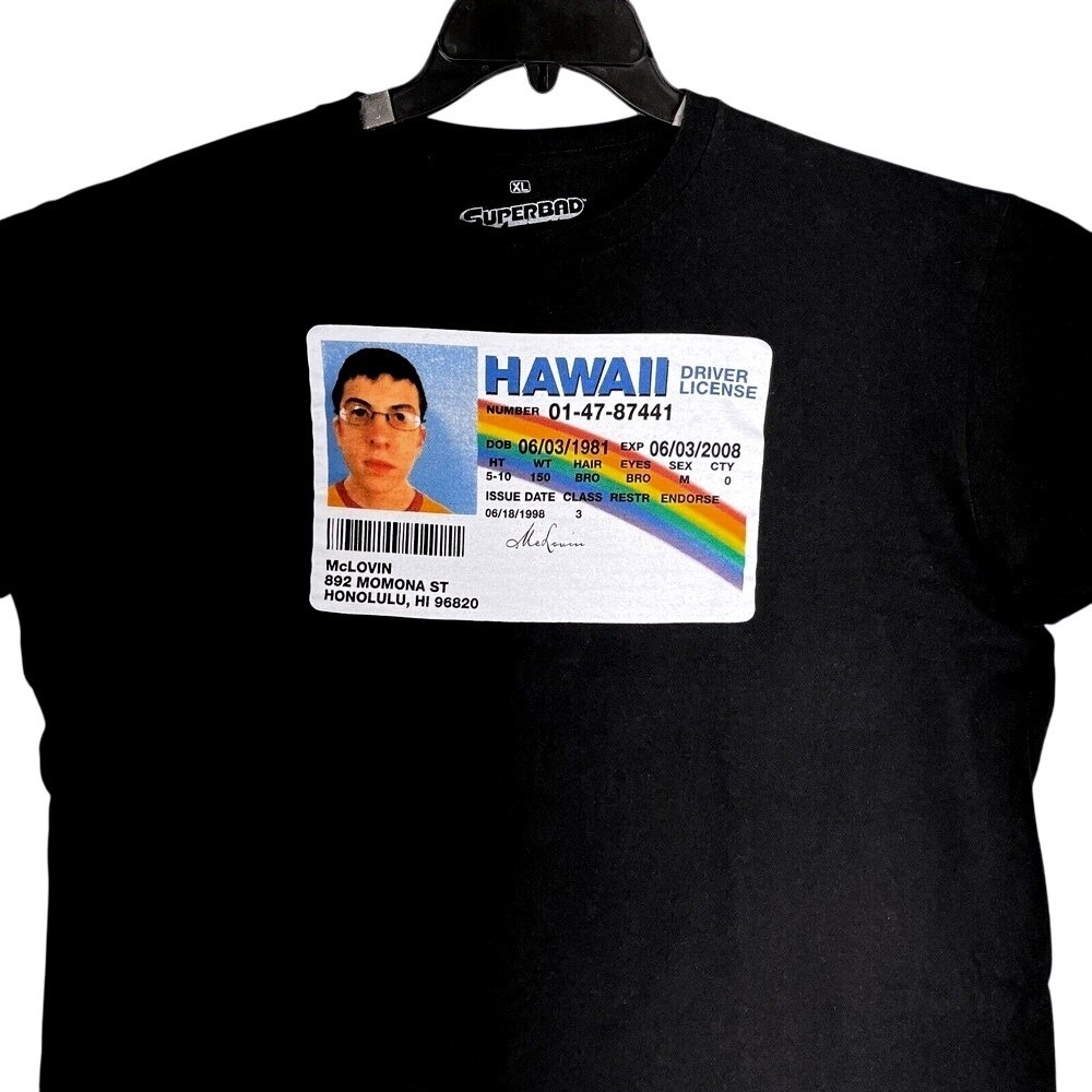 Superbad Shirt Mens Extra‎ Large McLovin Hawaii Comdey Movie Short-sleeve Tee